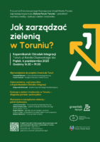 Plakat zaproszenia na Zielone Forum Torunia w ramach GreenLab Toruń
