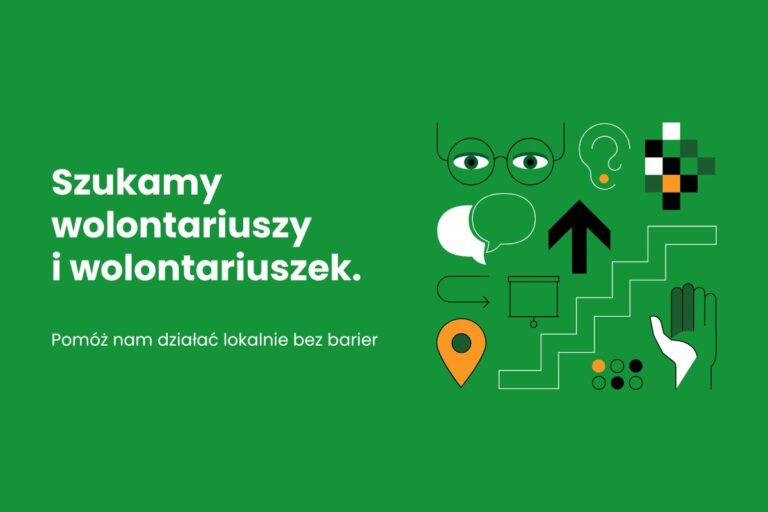 Aktualności: Szukamy wolontariuszy i&nbsp;wolontariuszek. Pomóż nam działać lokalnie bez&nbsp;barier - ilustracja